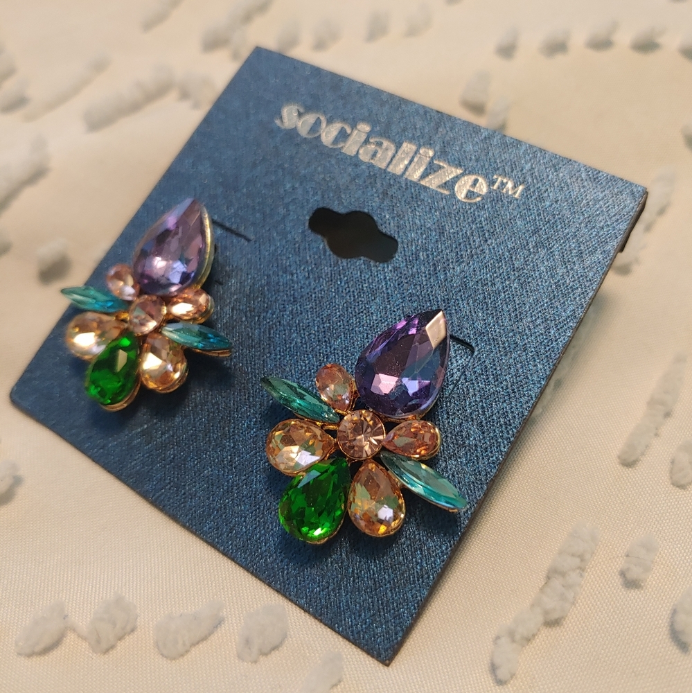 NWOT Socialize gem earrings